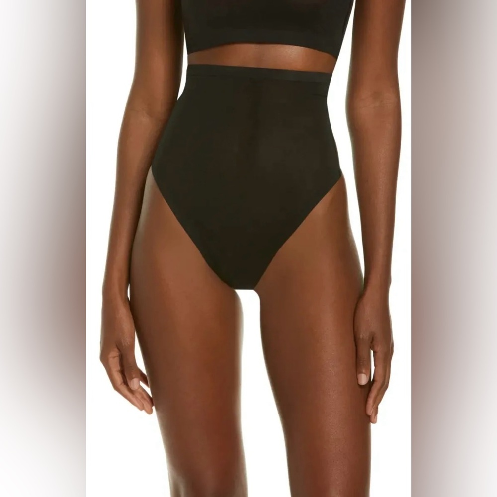 SKIMS Power Mesh High Waist Thong Onyx Black NEW